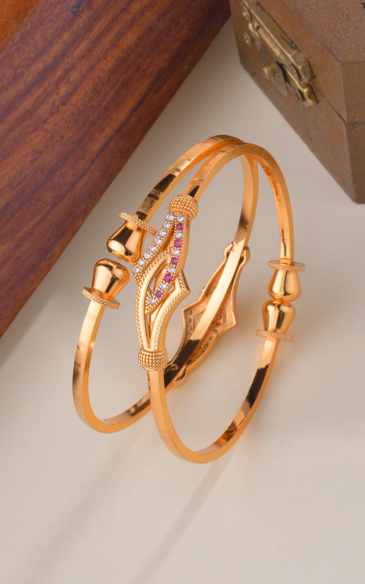 Enchanted Curve Ruby Gold Bangles