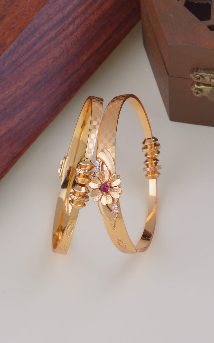 Floral Bliss Golden Bangles