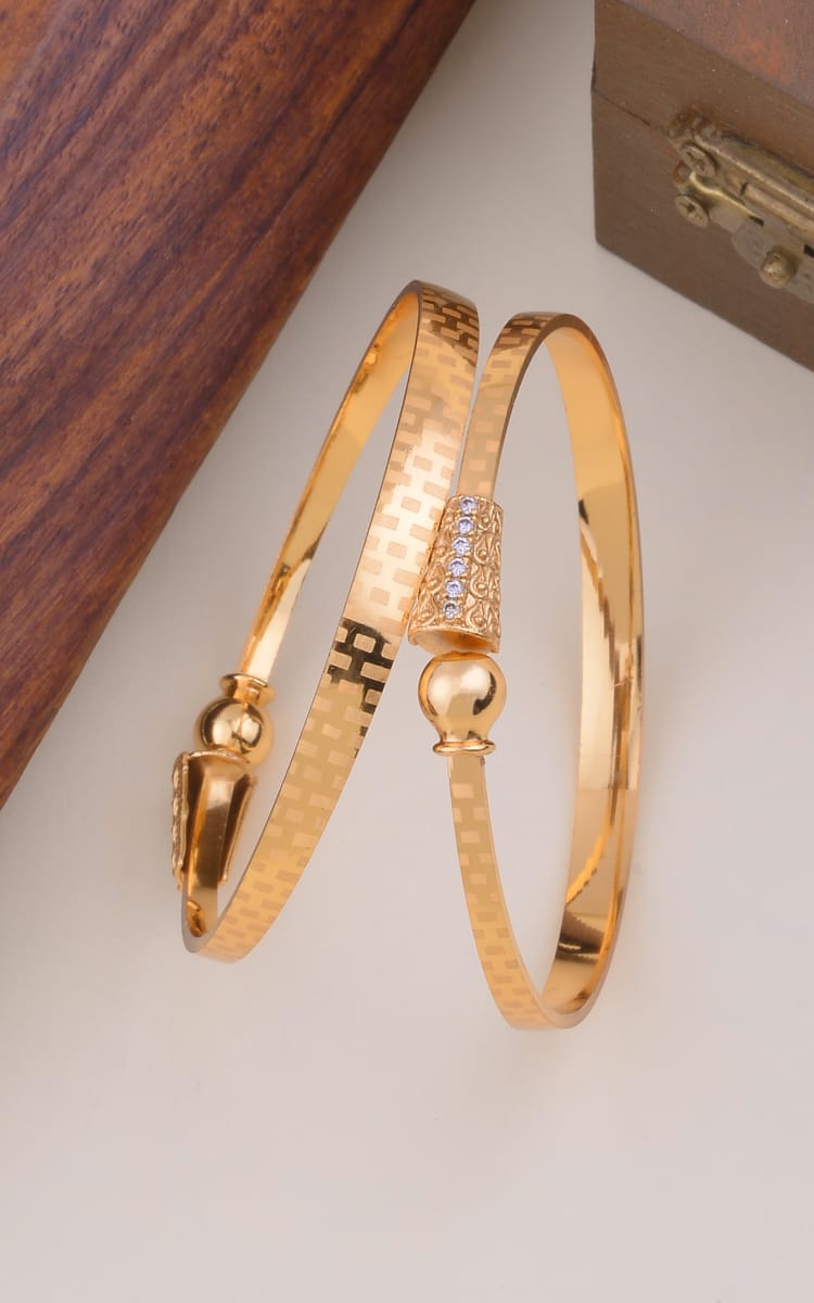Traditional Gold-Plated Kadli Bangles for Women | Ethnic Kada Design